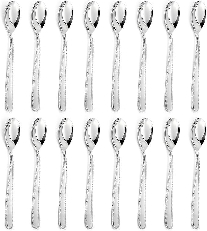 16 Pieces Heavy Duty Teaspoons Set,Tea Spoons Silverware,Food Grade Stainless Steel Dessert Spoons,Mirror Polished and Dishwasher Safe