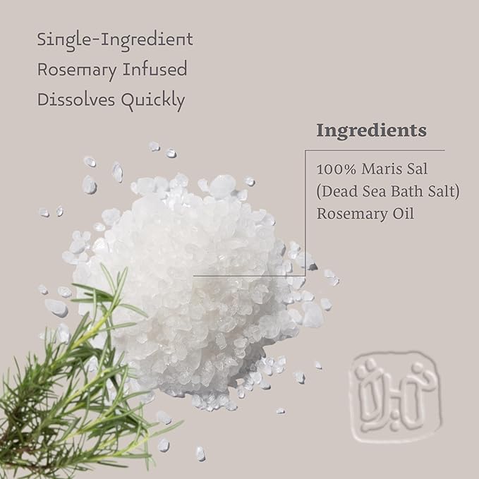 Dead Sea Salts for Soaking - Relaxing Salt Bath Soak for Body Rejuvenation - Natural Mineral Salts - Coarse Dead Sea Salt Bath Salts for Women & Men w/Rosemary Essential Oil (2.2lb)-BrightBean Baby