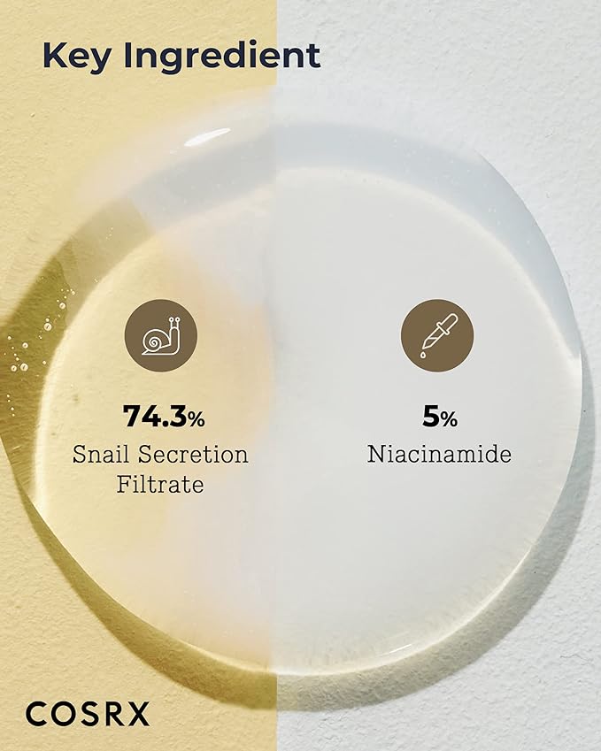 COSRX Niacinamide 5% + Snail Mucin 74% Dual Essence, Anti aging Face Serum for Dull Skin, Hydrating, Brightening, Repairing, 2.70 fl.oz / 80ml, Sensitive Skin, Not Tested on Animals, Korean Skincare-BrightBean Baby