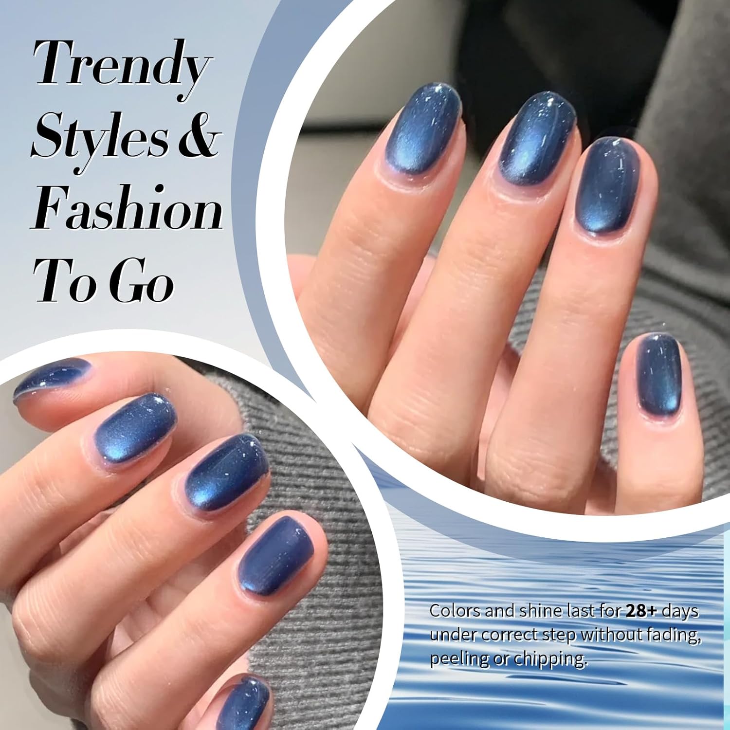 Born Pretty Cat Magnetic Eye Gel Nail Polish,Dark Blue Lover Jelly Glass Magnetic Gel Polish Glitter Soak Off Nail Art Salon Manicure Home Gift 15ml-BrightBean Baby