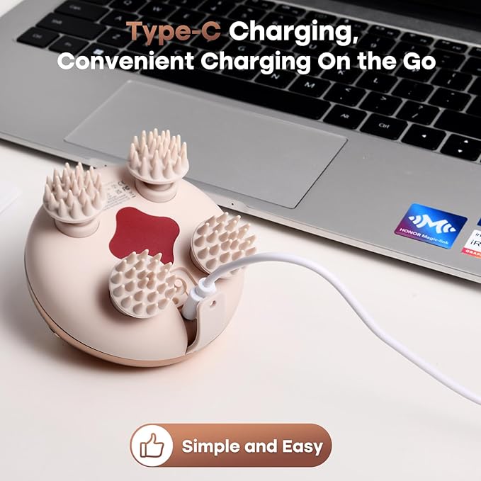 arboleaf Scalp Massager Kneading Head Massager Scalp Stress Relax Portable Rechargeable Hair Massager Shower Massage Waterproof Cat Massager Scratcher,Gift for Mom Dad-BrightBean Baby