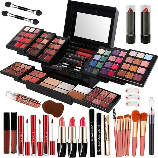 88 Colors Professional Makeup Palette Set Kit Combination, All In One Makeup Gift Set for women Full Kit， include Eyeshadow,Lipstick,Compact Powder,Eyeliner,Concealer（006-Black）-BrightBean Baby