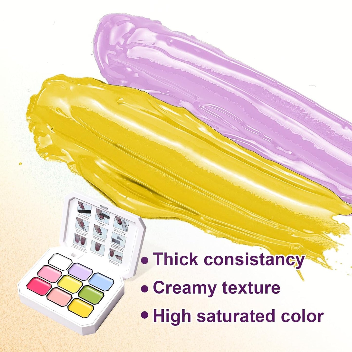 Gradient Painting Gel, 9 Bright Colors Ombre Gel Nail Polish Spring Summer Light Pink Blue for Pigment Pat Nails Aura Nails, French Manicure DIY Nail Art Long Lasting Palette Fairy Spring-BrightBean Baby