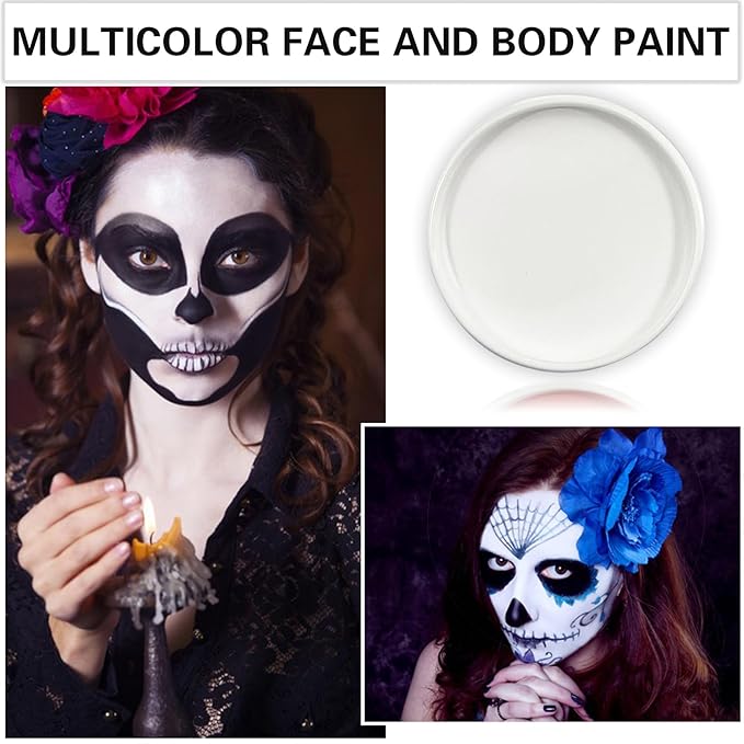 White Face Body Paint Halloween Cosplay Clown Zombie Costume Sfx Makeup Professional Oil Based Cream Face Paint Palette for Adults and Kids-BrightBean Baby