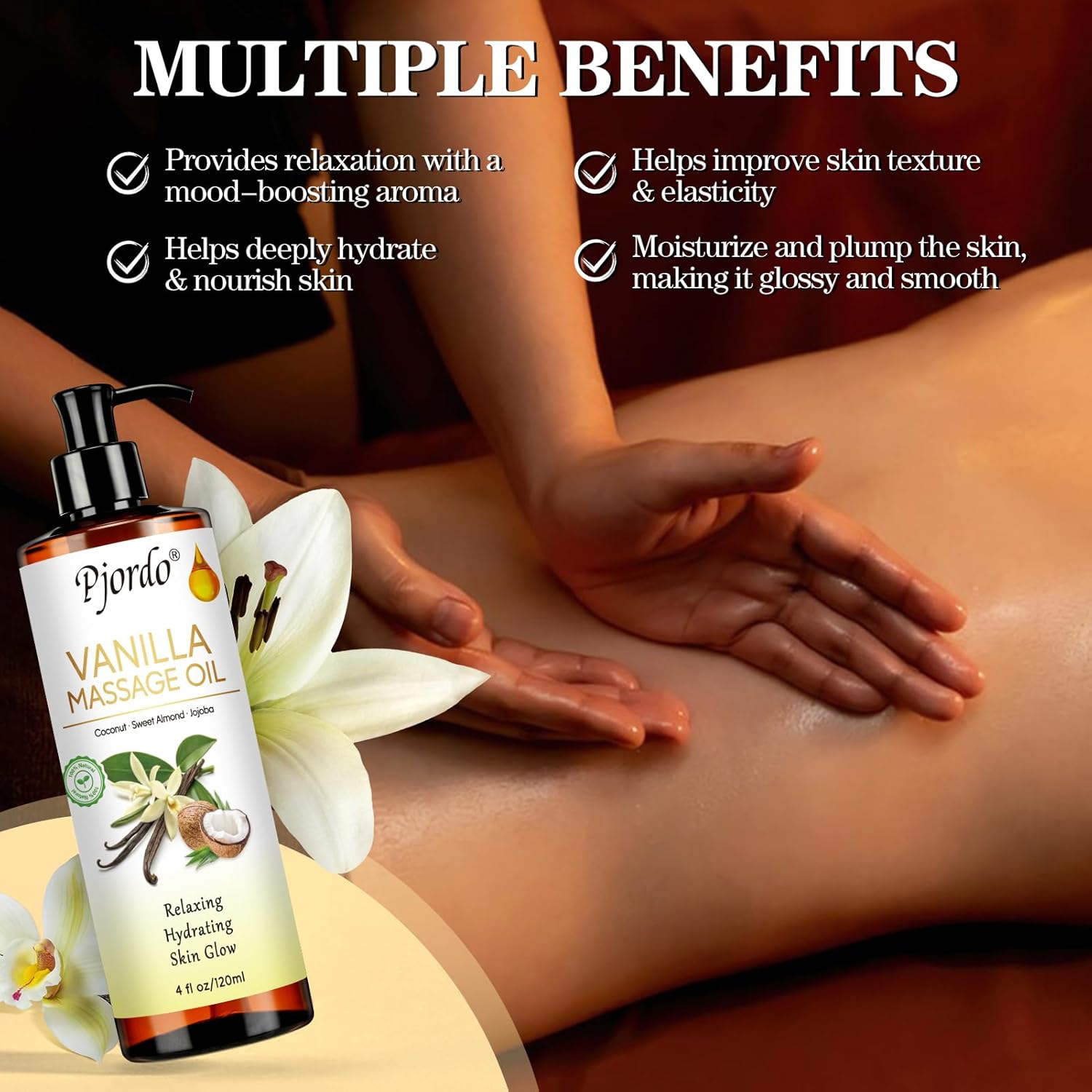 Massage Oil for Massage Therapy, Vanilla, Lavender Oil, with Massage Roller Ball, Massage Oils for Muscle Relaxing, Calming, Soothing & Moisturizing, Spa Gift Set for Her and Him-BrightBean Baby