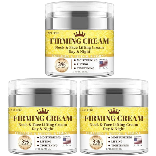3% Retinol Cream Face Moisturizer, Anti Aging Neck Firming Cream with Collagen, Day & Night Face Cream with Hyaluronic Acid, Lifting & Tightening Wrinkle for Women & Men, 1.7 FL OZ, 3PC-BrightBean Baby