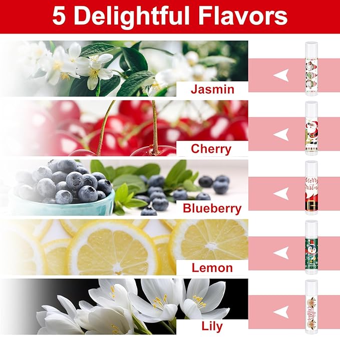 50 Pcs Pink Princess Lip Balm Bulk Pink Girl Lip Care Products Pink Girl Birthday Party Supplies Princess Party Gifts for Kids Women Bachelorette Party Bridal Baby Shower(Classic Christmas Styles)-BrightBean Baby