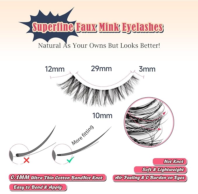 Cat Eyelashes Wispy False Eyelashes Natural 12mm Short Lashes with Thin Band Fake Eyelash 3D Volume Strip Lashes Siligli Eyelash Pack 7 Pair-BrightBean Baby