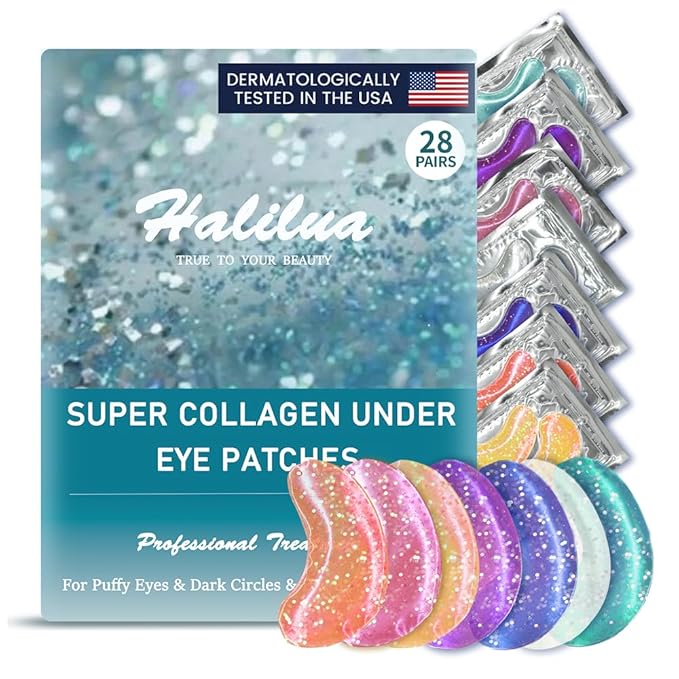 28 Pairs Under Eye Patches, Natural Collagen Eye Patches for Puffy Eyes, Under Eye Mask Patches for Face, Reduce Dark Circles, Fine Lines and Puffiness, Refreshes Your Skin, Eye Moisturizer Treatment-BrightBean Baby