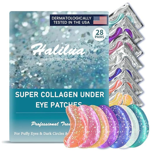 28 Pairs Under Eye Patches, Natural Collagen Eye Patches for Puffy Eyes, Under Eye Mask Patches for Face, Reduce Dark Circles, Fine Lines and Puffiness, Refreshes Your Skin, Eye Moisturizer Treatment-BrightBean Baby