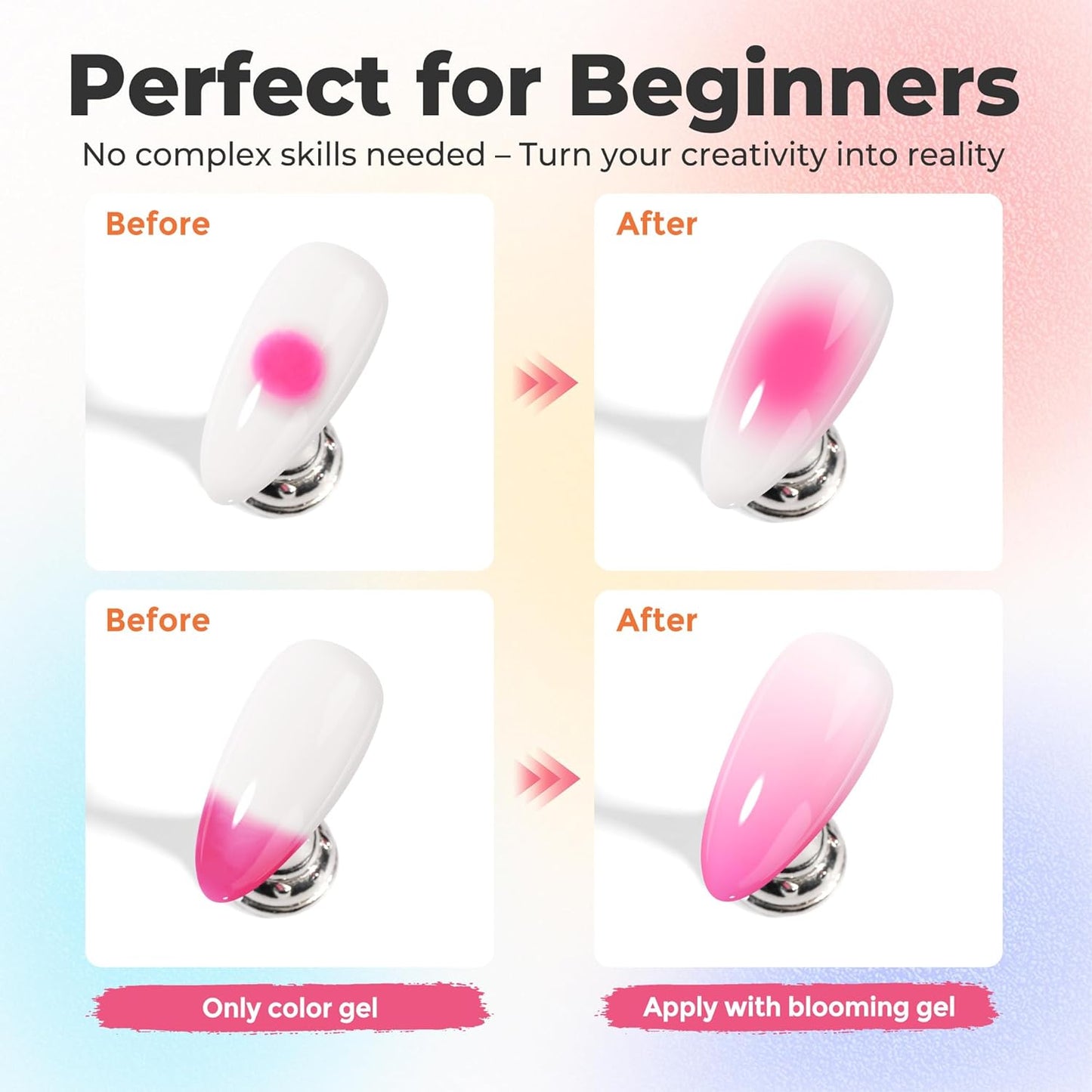 UNA GELLA Blooming Gel Nail Polish 15ml Super Clear for Spreading Effect U V/LED Needed Nail Blooming Gel for Marble Natural Stone Floral Print Watercolor Effect Design Soak Off Home DIY Salon-BrightBean Baby