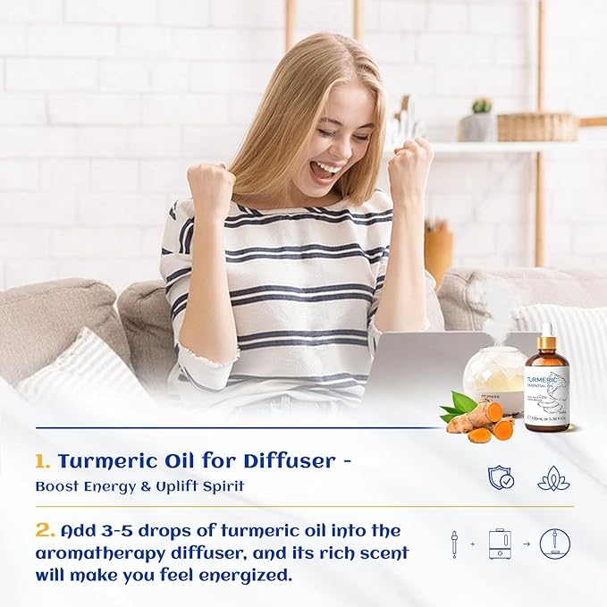 HIQILI 100ML Turmeric Oil for Face Skin Care, Aromatherapy,100% Pure, Use After Dilution- 3.38 Fl Oz-BrightBean Baby