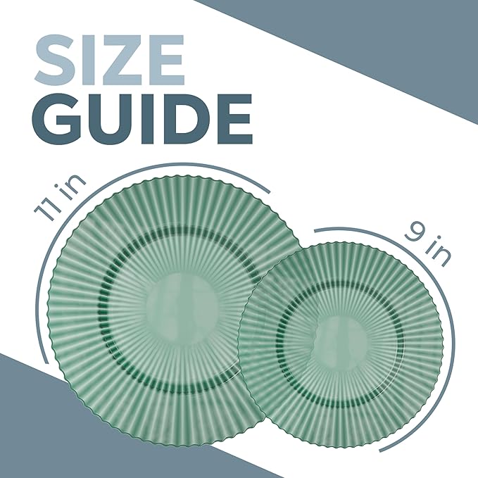 Exquisite 40 Piece Plastic Disposable Plates Set For 20 Guests I 20 X 9 Inch & 20 X 11 Inch Disposable Plastic Plates | Color: Green| Great for Weddings Parties And Formal Occasions