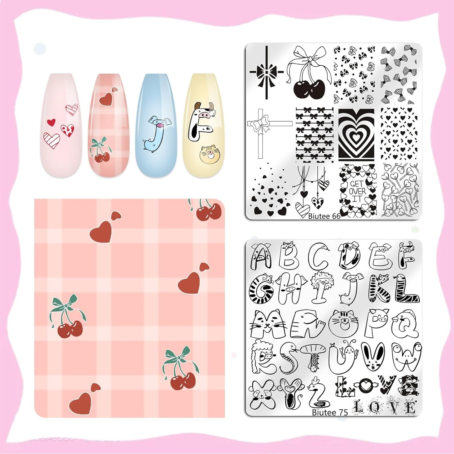 Biutee Nail Stamping Plate 15PCS Nail Stamper Kit Nail Art Stamping Plates Set with Nail Stamper, Scraper & Storage Bag, Nail Stamping Kit Star Bowknot Love Butterfly Leaf Halloween Design Template-BrightBean Baby