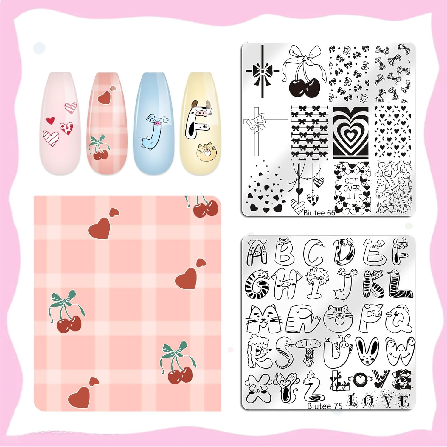 Biutee Nail Stamping Plate 15PCS Nail Stamper Kit Nail Art Stamping Plates Set with Nail Stamper, Scraper & Storage Bag, Nail Stamping Kit Star Bowknot Love Butterfly Leaf Halloween Design Template-BrightBean Baby