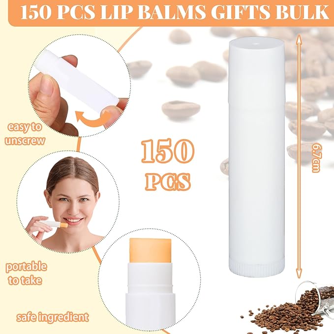 Demissle 150 Pcs Unlabeled Lip Balm Bulk Chapped Stick Blank Mini Lip Balm Gifts Moisturizing Lip Balms Favors for Women Homeless Wedding Bridal Shower Favors Baby Shower Guests Favors(Cocoa Butter)-BrightBean Baby