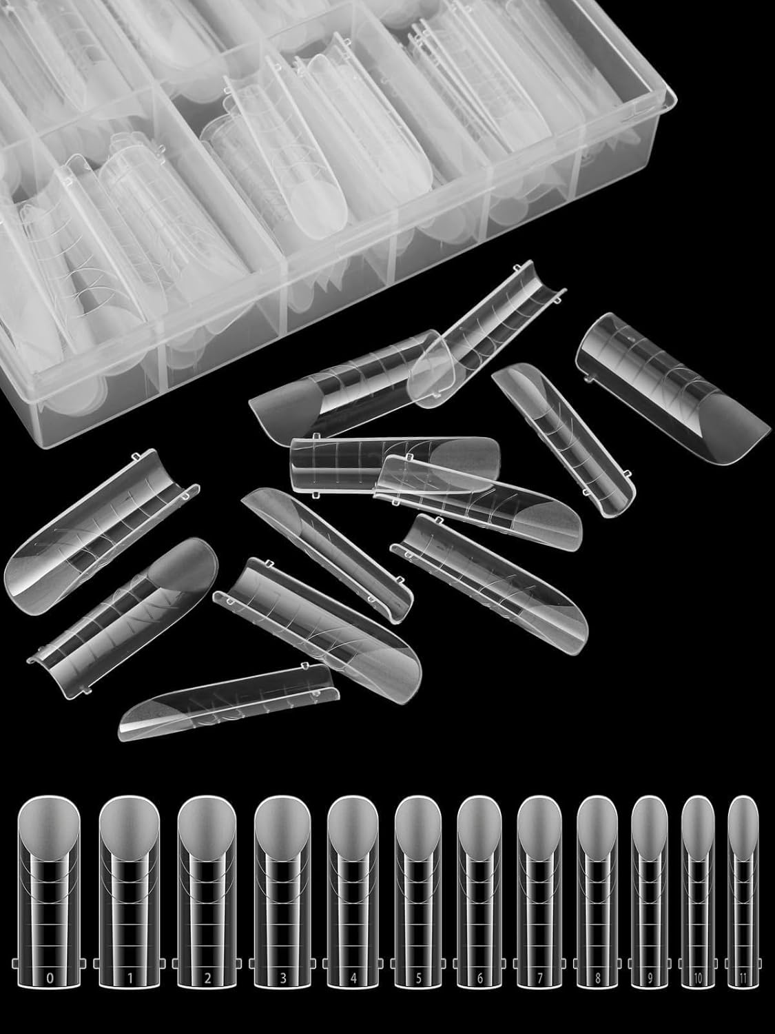 EBANKU 120Pcs Matte Dual Nail Forms, Clear Poly Gel Nail Molds Square Full Cover Coffin Nail Tips Extension Forms 12 Sizes for Gel Manicure Nail Art Design Salon&DIY-BrightBean Baby