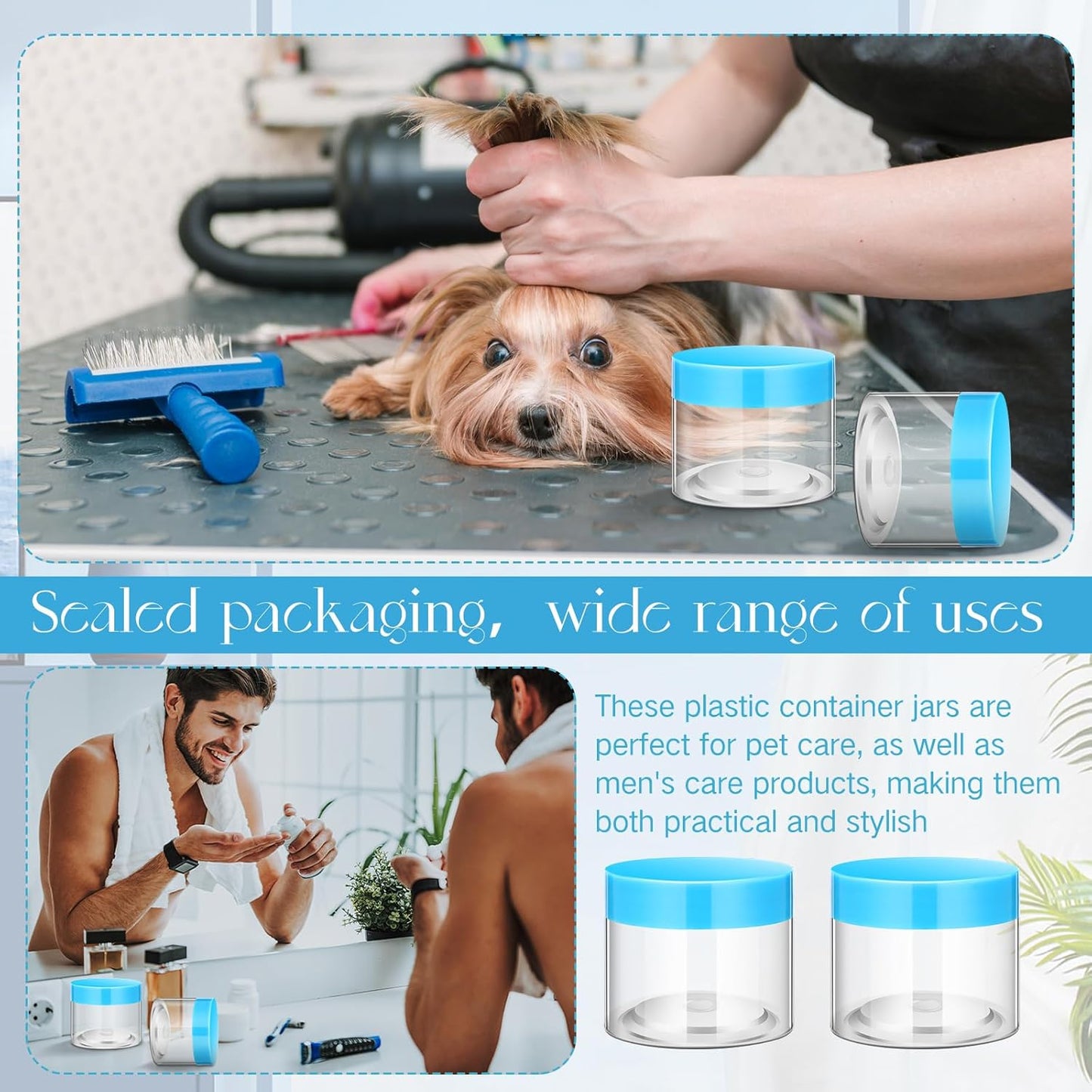 SATINIOR 100 Pcs Plastic Jars with Lids Small Containers Lids Wide Mouth Small Plastic Containers for Lotion Cream Rhinestones Body Butters Travel Storage(6 oz, Blue)-BrightBean Baby