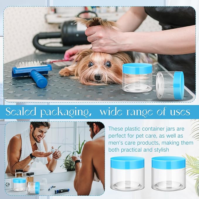SATINIOR 24 Pieces Empty Clear Plastic Jars with Lids Round Storage Containers Wide Mouth for Beauty Product Cosmetic Cream Lotion Liquid Butter Craft and Food(Blue Lid,2 oz)-BrightBean Baby