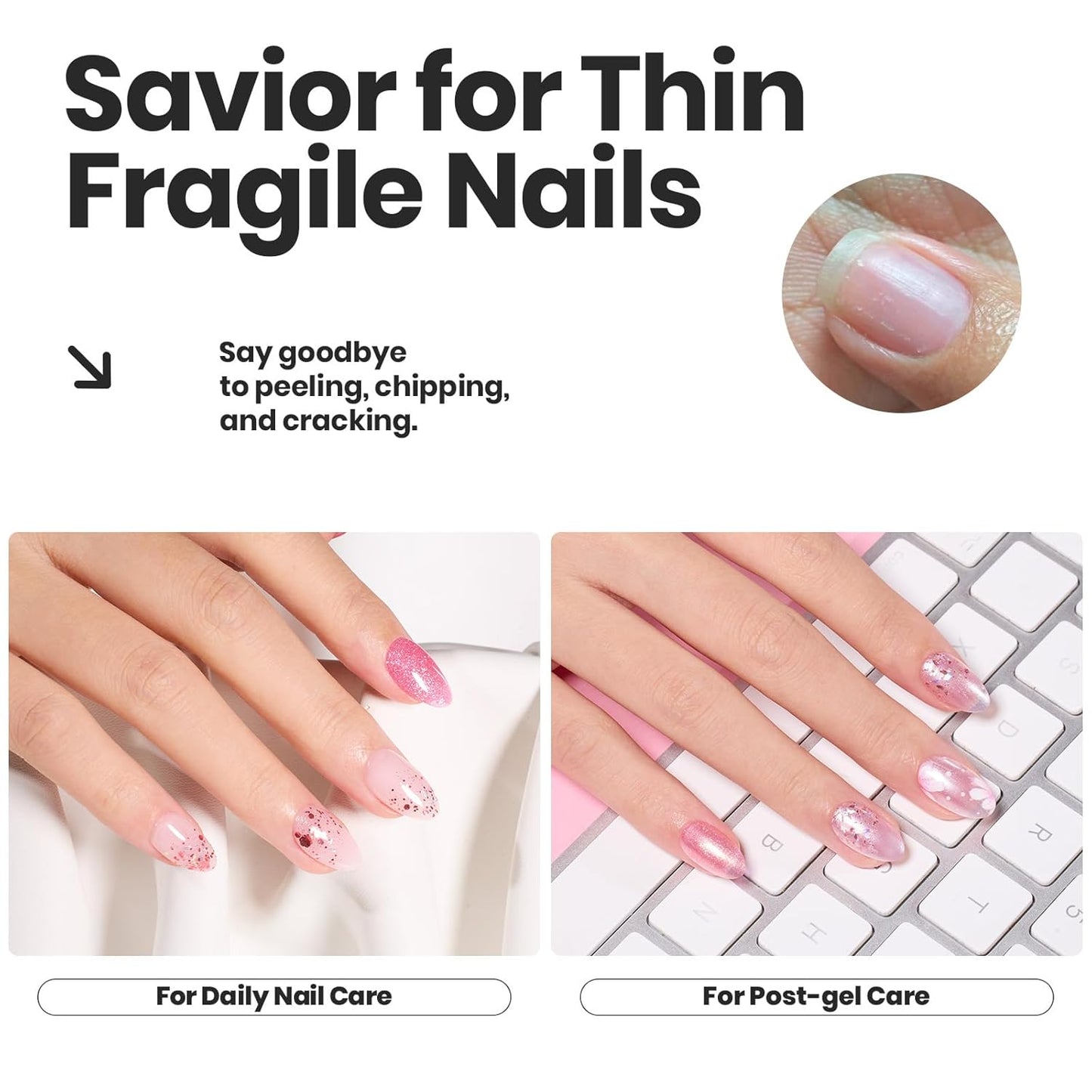 Beetles Glitter Nail Polish Set, 6 Colors Pink Nail Polish Kit Shimmer Gold Nude Jelly Pink Reverie Quick Dry Fingernail Polish Gifts for Women Salon DIY Manicure Kit-BrightBean Baby