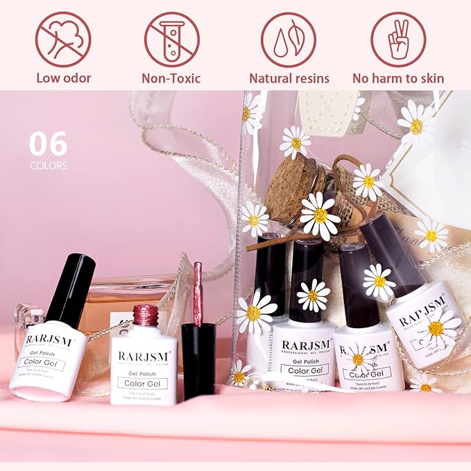 RARJSM Cat Eye Gel Nail Polish Set Silver Glitter Nude Purple Pink Red Champagne Gold Brown 6 Colors 9D Galaxy Velvet Ice Jelly Gel Polish with Magnet Stick UV LED Curing Requires Soak Off Home Salon-BrightBean Baby