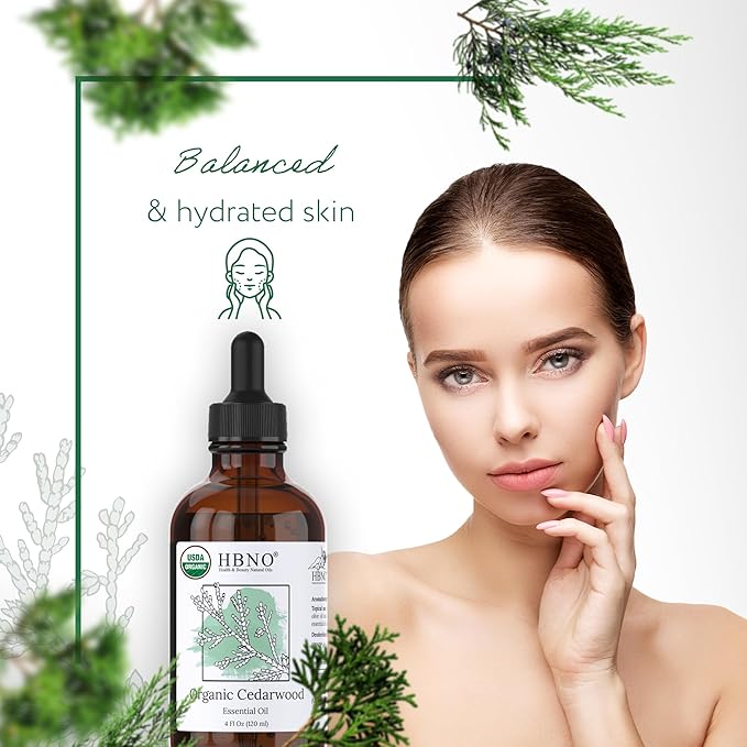 HBNO Organic Cedarwood Essential Oil - Huge 4 oz (120ml) Value Size - USDA Certified Organic Cedarwood Essential Oil for Aromatherapy, Soap Making, DIY, Fragrances, Diffuser.-BrightBean Baby