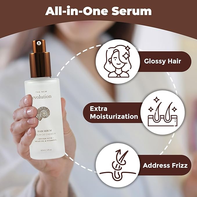 HerStyler Hair Serum - Argan Oil, Vitamin E, and Aloe Vera for Repair, Anti-Frizz for All Hair Textures, Nourishing for Enhanced Shine, Non-Greasy, Suitable for Color Treated Hair-BrightBean Baby