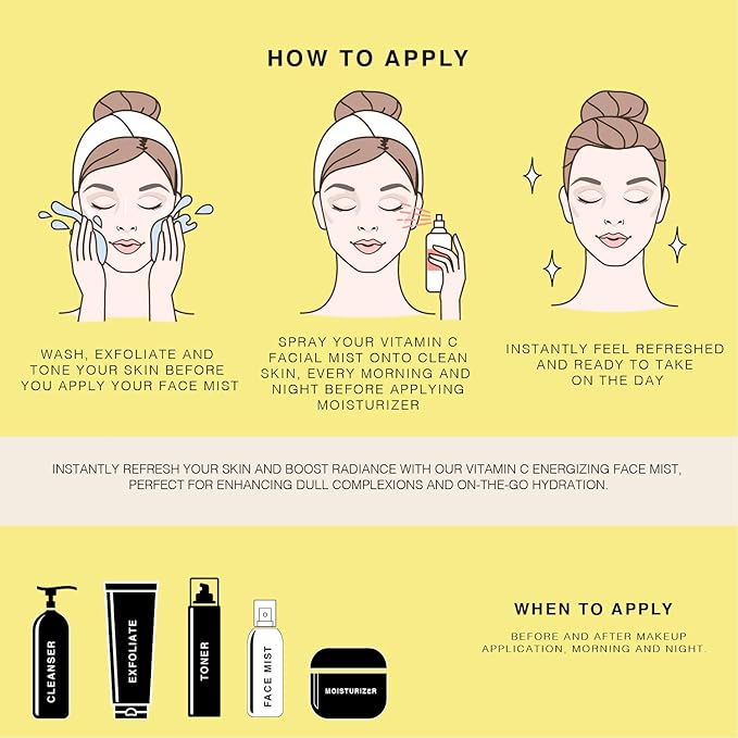 Vitamin-C Face Mist & Setting Spray for All Skin Types - Hyaluronic Acid, Aloe Vera & Rose Water - Skin Brightening, Anti-Aging, Moisturizing, Pore Minimizing - 4 Fl Oz-BrightBean Baby