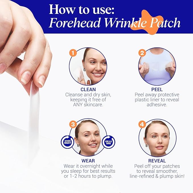 Wrinkles Schminkles Forehead Wrinkle Patches, 4-Pack, Reusable Hypoallergenic Silicone Smoothing Pads for Reducing Frown Lines & Face Lift Overnight-BrightBean Baby