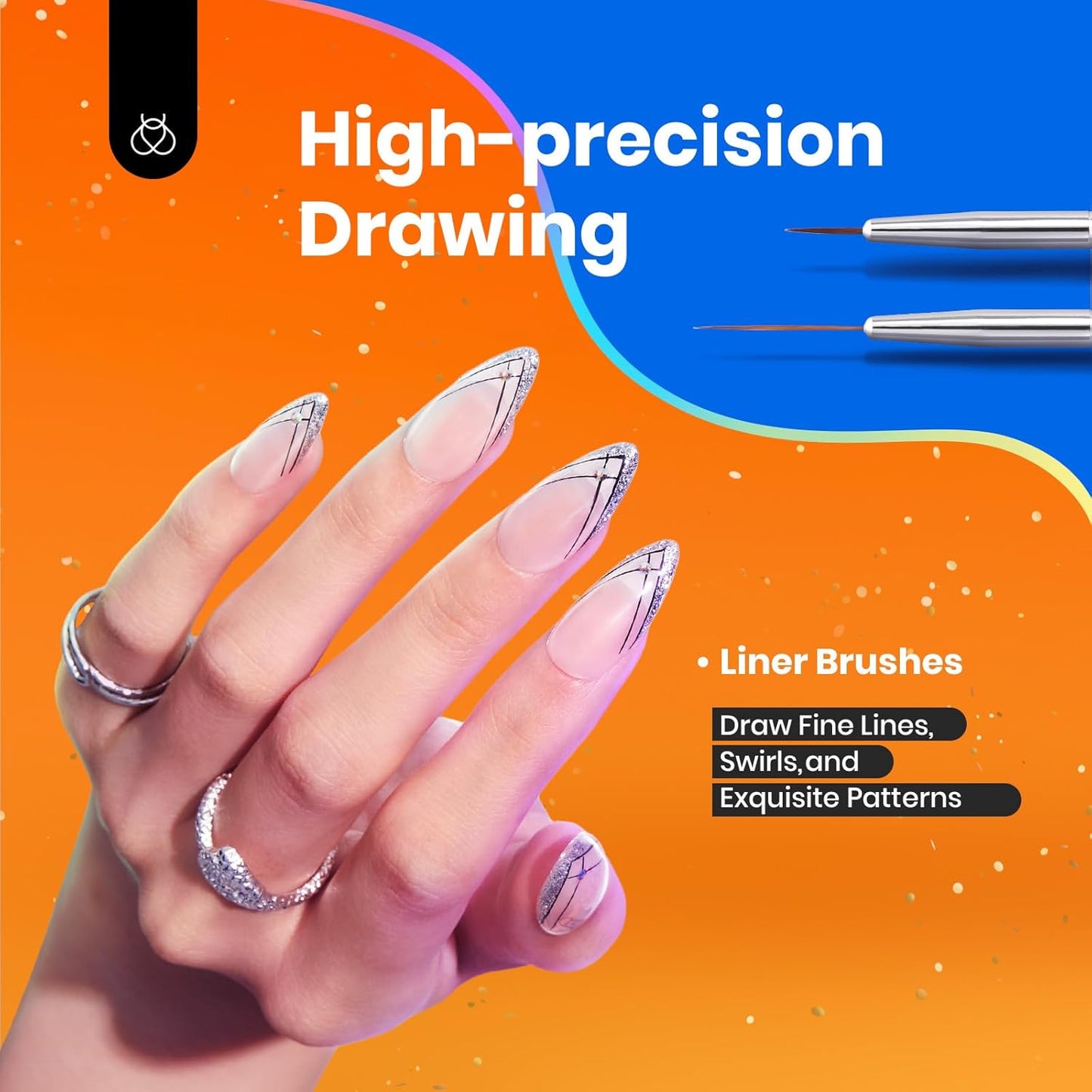 Beetles Gel Polish Nail Art Brushes, 6 Pcs Fingernail Art Design Pens, Wood Alloy Handle, Dotting Pen Clean Up Liner French Nail Brush Set, DIY Manicure Tools Gift for Women-BrightBean Baby