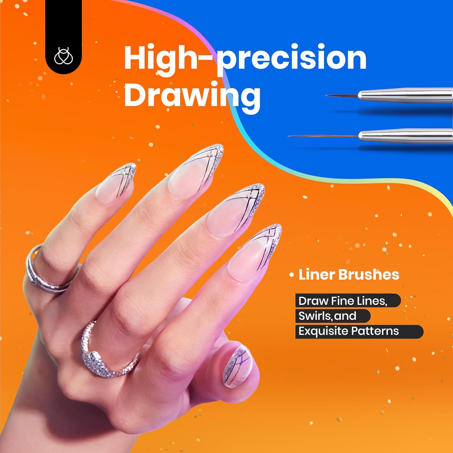 Beetles Gel Polish Nail Art Brushes, 6 Pcs Fingernail Art Design Pens, Wood Alloy Handle, Dotting Pen Clean Up Liner French Nail Brush Set, DIY Manicure Tools Gift for Women-BrightBean Baby