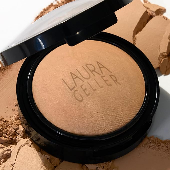 LAURA GELLER NEW YORK Baked Double Take Powder Foundation - Porcelain - Buildable Medium to Full Coverage - Matte Finish-BrightBean Baby