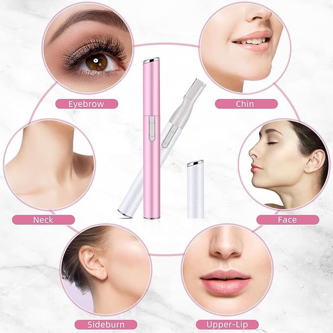 Chumia 2 Pcs Electric Eyebrow Trimmer Women Precision Face Razors Mini Shaver with Comb Christmas Women Gift Battery Operated Personal Epilator for Face Neck Fuzz Lips Leg(White, Pink)-BrightBean Baby