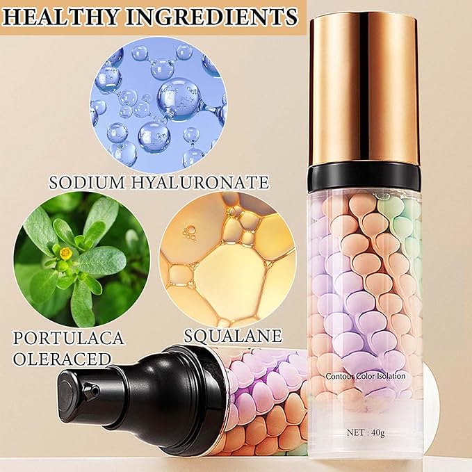 2 Pcs One Step Color Corrector,Natural Isolation Cream,Face Primer Makeup Tricolor Tinted Moisturizer,Oil Control & Moisturizing Skin Tone Correcting and Brightening Primer Concealer Foundation-BrightBean Baby