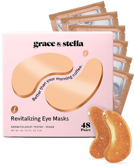 grace & stella Caffeine Under Eye Patches - Awakening Eye Patches for Puffy Eyes and Dark Circles - Under Eye Mask Patches with Niacinamide & Hyaluronic Acid - Vegan, Cruelty-Free (Bronze, 48 Pairs)-BrightBean Baby