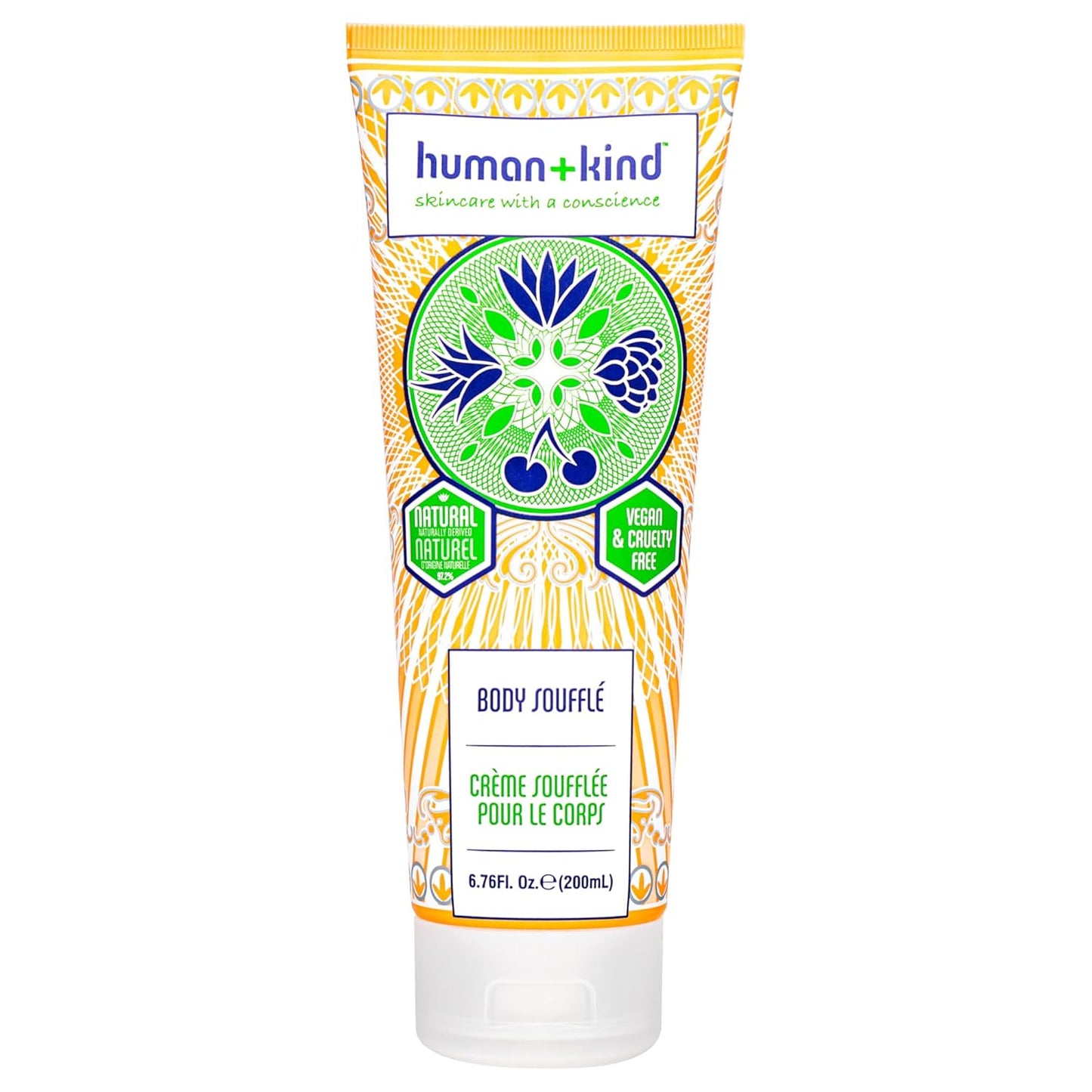 Human+Kind Body Souffle - Light, Fluffy Skin Conditioner for Hydrating and Smoothing Dry Skin - Natural, Vegan Formula with Shea Butter and Apricot Kernel Oil - Light, Fresh Fragrance - 6.76 oz-BrightBean Baby