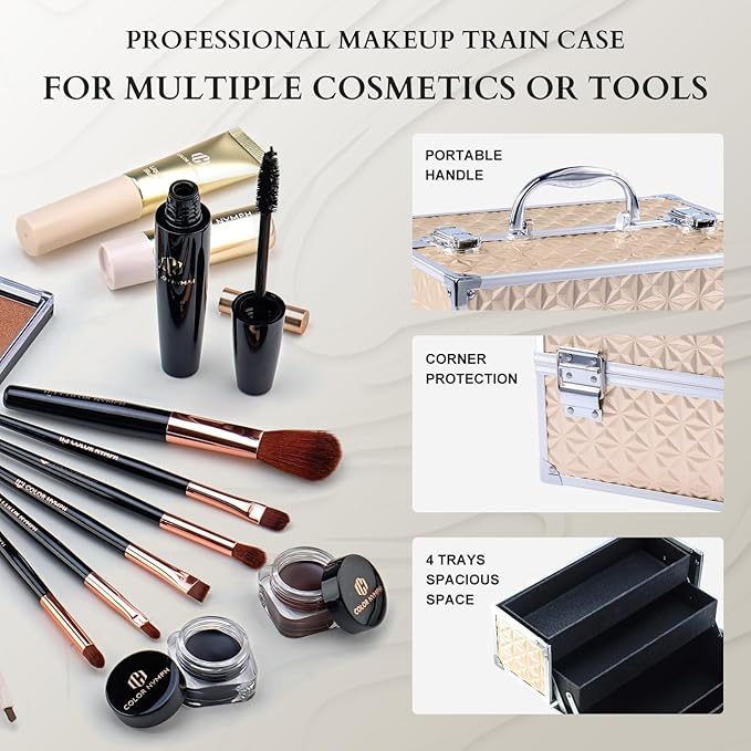 Color Nymph Professional Makeup Kits For Girls, Teenage Girls Makeup Kit with Storage Case Make Up Kit For Women Cosmetics Full Kit, Individual Packing Eyeshadow Blush Lipstick Mascara etc -Gold-BrightBean Baby