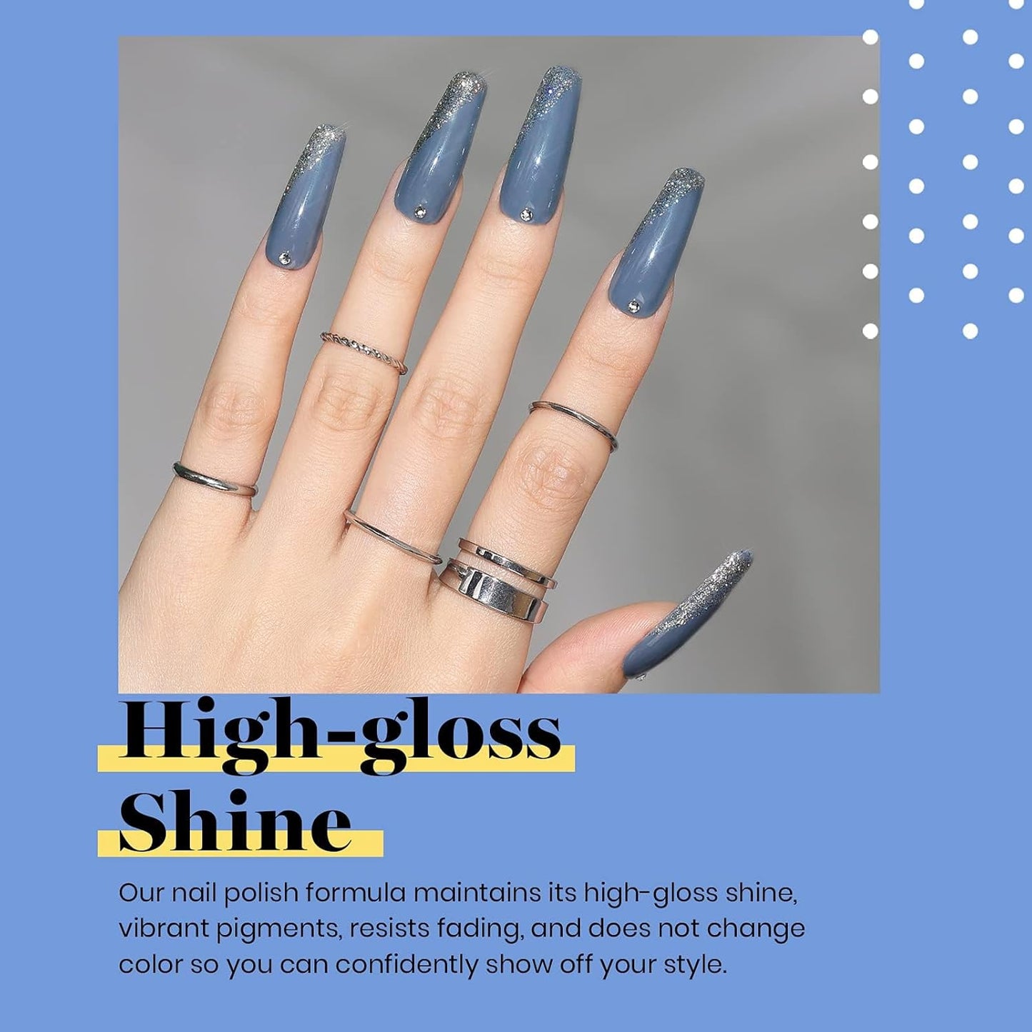 Beetles Blue Gel Nail Polish, 1Pcs 15ML In the Grayish Navy Blue Color Gel Polish Soak Off Nail Art Manicure Salon DIY Uv Nail Lamp Design Decoration at Home-BrightBean Baby