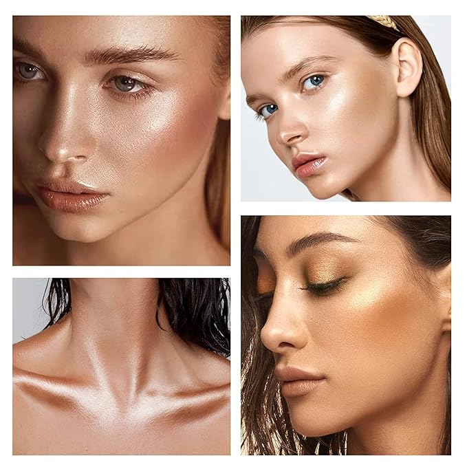 Shimmer Body Luminizer 5 Color Waterproof Smooth Face Body Glow Illuminator Non-sticky Liquid Body Highlight Illuminator for Face & Body & Leg (80 ML, 04 Golden Brown)-BrightBean Baby