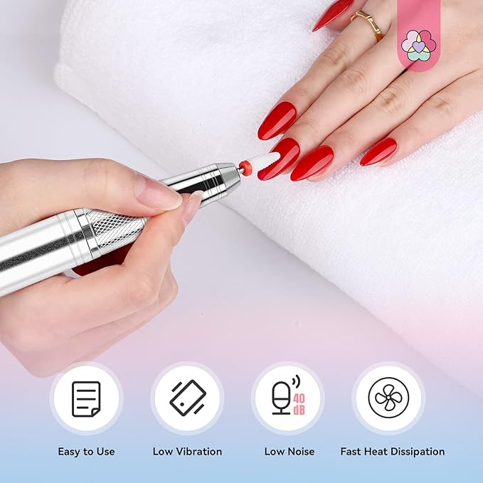 SAVILAND 45000RPM Electric Nail Drill Professional: Unique Coreless Nail File Last 15H Long Battery Life |Cordless Nail Drill for Quick Acrylic Nail Removal Ultra Quiet Salon Use Manicure Pedicure-BrightBean Baby