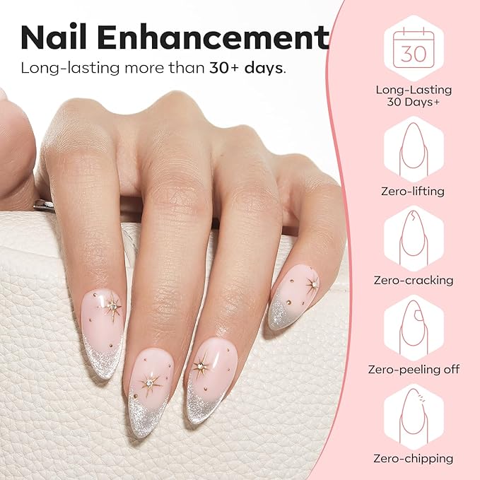 modelones Builder Nail Gel, 8-in-One Barely Pink Builder, Sheer Pink Rubber Base Gel Polish, LED Lamp Cured Color Base Hardener Strengthener Apex Building Extension for Girls DIY Salon Home-BrightBean Baby