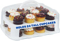 EXTRA TALL Cupcake Carrier 24 Count, 24 Cupcake Holder with Lid -Spacious 3.5” Tall Tiers Accommodate 24 Tall Frosted Cupcakes, Won't Smush! Cupcakes Containers Muffin Storage Container/ Muffin Holder