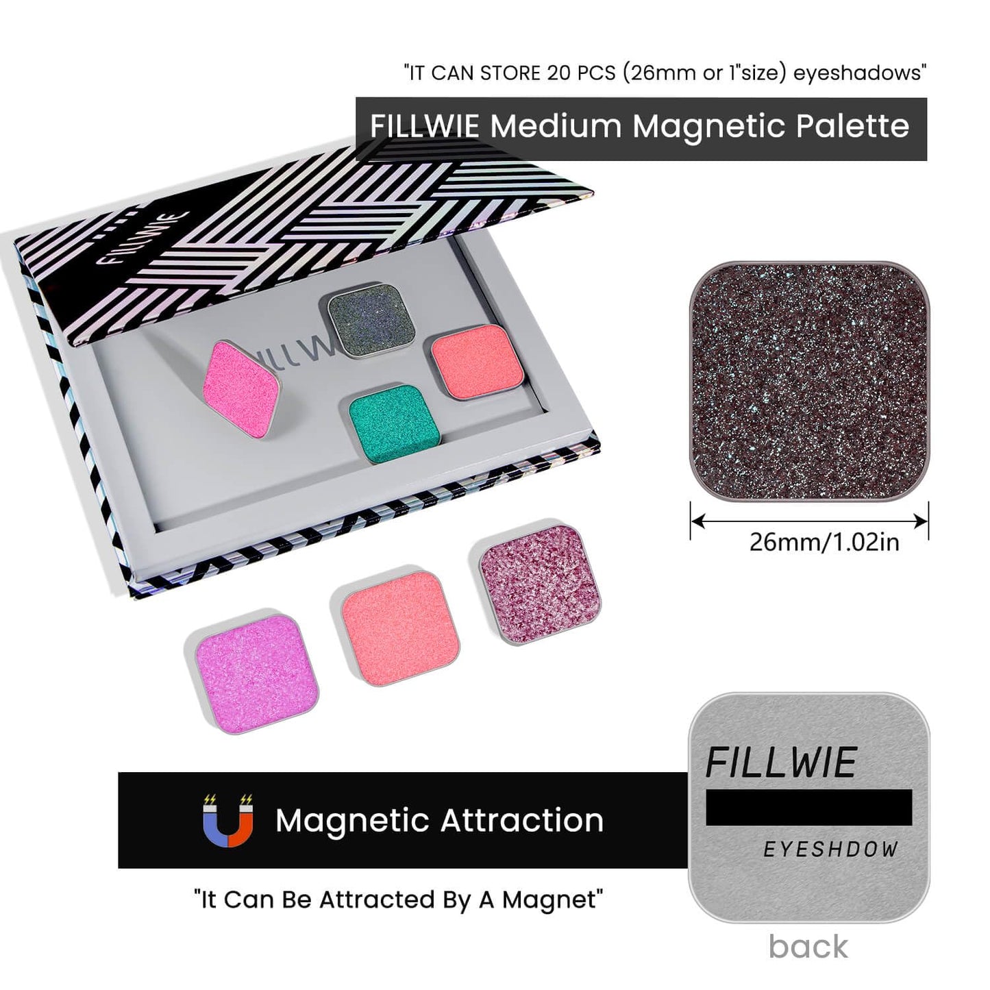 Chameleon Single Eyeshadow, Iridescent Blue-Purple, Pressed Powde, Square Pan,High Pigment, Smudge-Proof, Smooth Blend,Long-Lasting,Fits Magnetic Palettes (Nebula)-BrightBean Baby