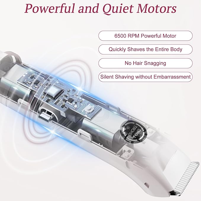 Bikini Trimmer for Women, 4 in 1 Wet/Dry Electric Razors for Women - Dual Head, Painless Rechargeable Portable Womens Razors for Shaving Set for Face, Nose, Eyebrows, Armpits, Bikini Area (White)-BrightBean Baby