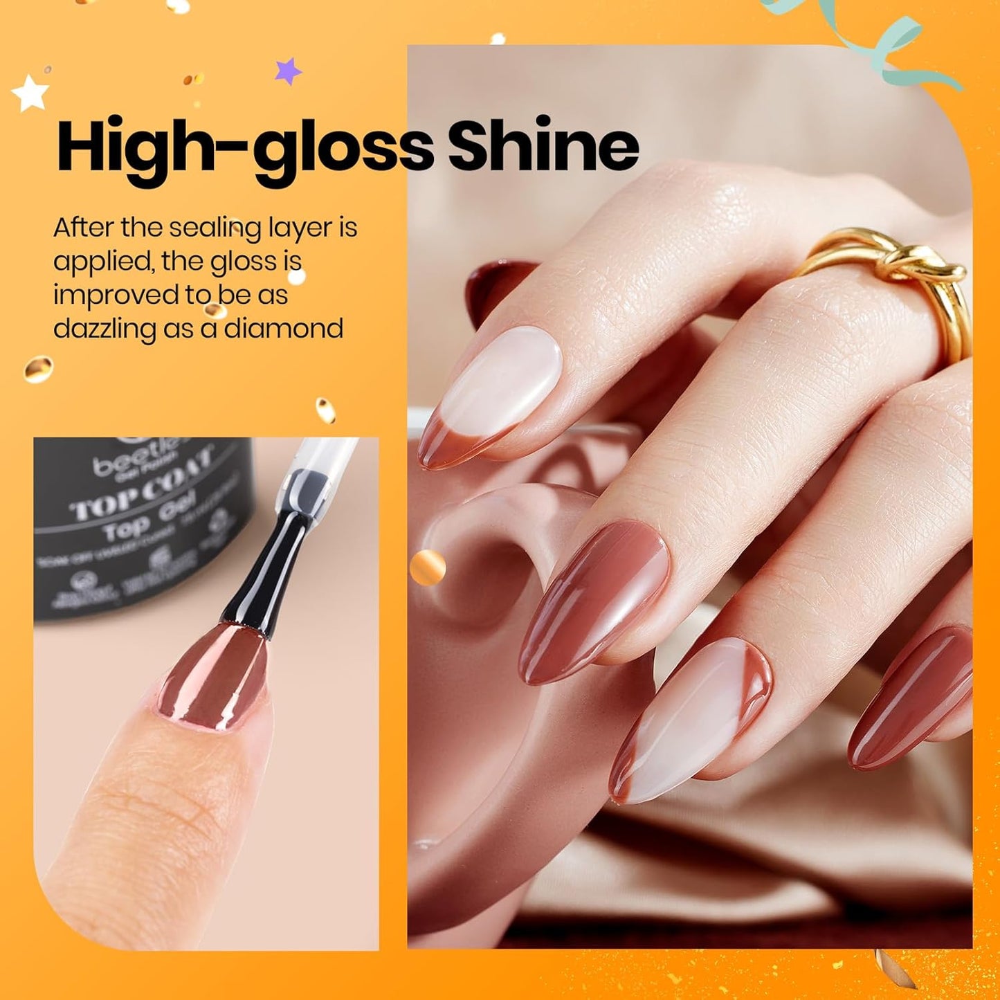 Beetles Top Coat Base Gel & Nail Glue Set-3Pcs No Wipe Top Coat Gel Nail Polish & Base Coat with 9 In 1 Nail Glue Shine Effect Long Lasting Soak Off Uv Light Lamp Diy Gift for Women & Girls-BrightBean Baby