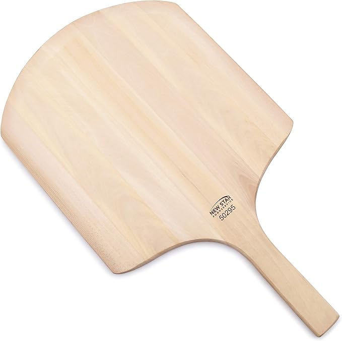 New Star Foodservice 50295 Restaurant-Grade Wooden Pizza Peel, 16" L x 14" W Plate, with 10" L Wooden Handle, 24" Overall Length