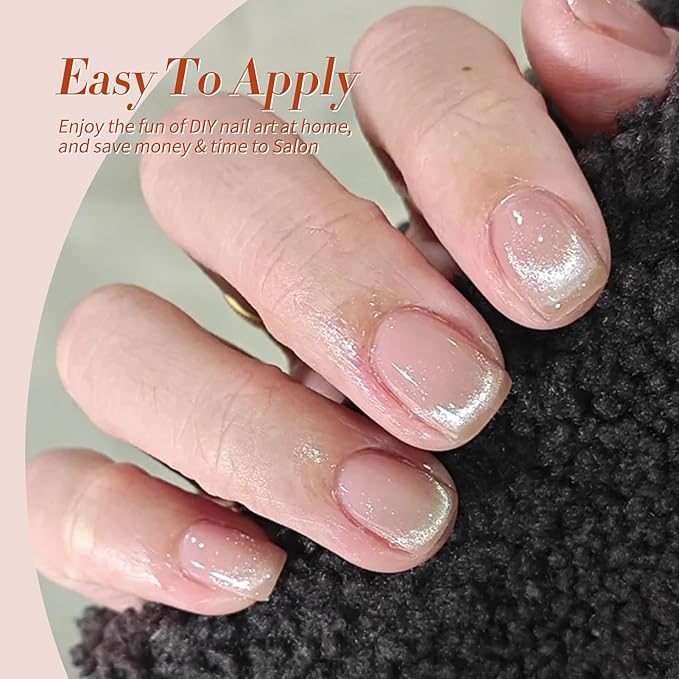 Born Pretty Gel Nail Polish Nude Pink Series,Jelly Transparent,Cat Magnetic Eye,Shimmer Glitter Holographic Nude Pink Gel Polish Kit for Salon Manicure and Nail Art DIY at Home 6Colors-BrightBean Baby