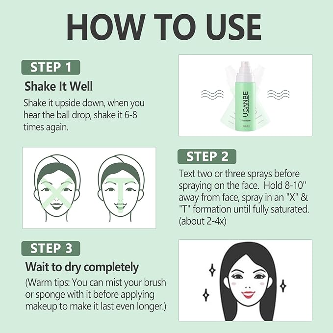 Dewy Makeup Setting Spray Kit-3.38 Fl oz Hydrating Illuminating Finishing Spray Lightweight Face Mist All Day Long Make up Fixer +2PCS Sponge Puff, Hydrate Skin for a Bright Look-BrightBean Baby