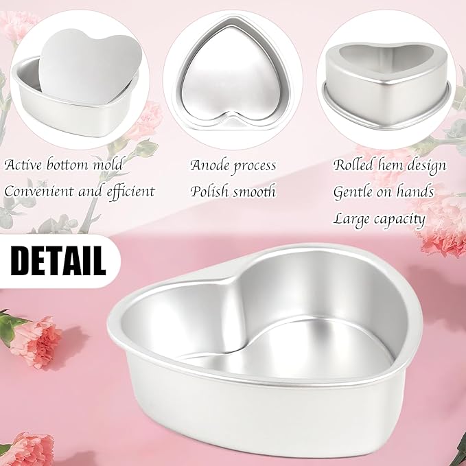 Heart Shaped Cake Pans, 2 Pack Heart Cake Pans Aluminum Cake Pan For Valentine‘S Day Weddings Birthday Party, 8 Inch