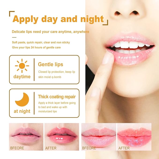 2PCS Bee Lip Balm Honey Pot & Strawberry Vitamin E Lip Sleep Masks Hydrating Prevention Dry and Cracked Lip Scrubs Exfoliator, Reduces Lip Lines，Lip Exfoliating Balm Sleeping Lip Mask-BrightBean Baby